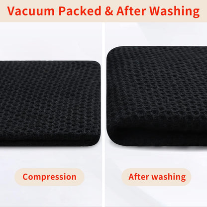 Homaxy 100% Cotton Waffle Weave Kitchen Towels, 3-Pack Ultra Soft Absorbent Dish Towels, Quick Drying Cleaning Towels, 13 x 28 Inches, Black