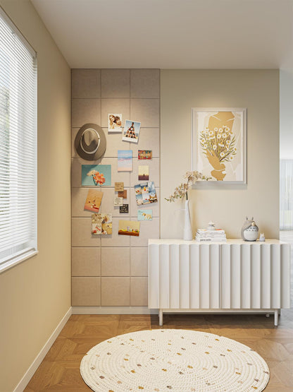 Lightomorrow 0.47" Thick Felt Pin Board Tiles, 12 Pack 11.8 x 11.8 in Bulletin Board 48" x 36", Cork Board Alternative with Adhesive & 30 Push Pins for Home Office Classroom, Oatmeal