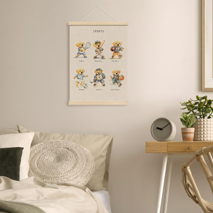 MOTERMATE Labrador Retriever Sports Poster Hanger Frame, Sports Nursery Wall Hanging Decor Art Framed for Toddler Kids Boy Nursery Room Bedroom Playroom, Yellow Lab Dog Wall Poster Prints, 12x16 Inch