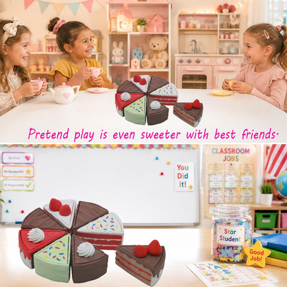 minihope Cake Slice Fidget Clicker Toy Set 8 Pack – Cute Sensory Stress Relief Toys for Kids Adults, Autism ADHD Anxiety Fidgets, Quiet Desk Toys for Office, Party Favors for Birthday Goodie Bags