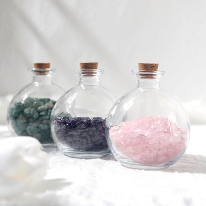 Magic Season Decorative Glass Bottles with Cork Stoppers - 260 ml Potion Bottles (6 Pcs)