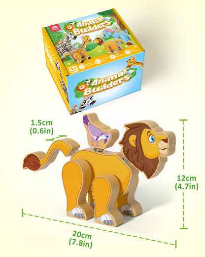 Coogam Wooden Snap Together Building Toy, Take Apart Construction Builders, Assembly Animal Building Blocks, STEM Fine Motor Learning Toy Gift for 3 4 5 Years Old Kids