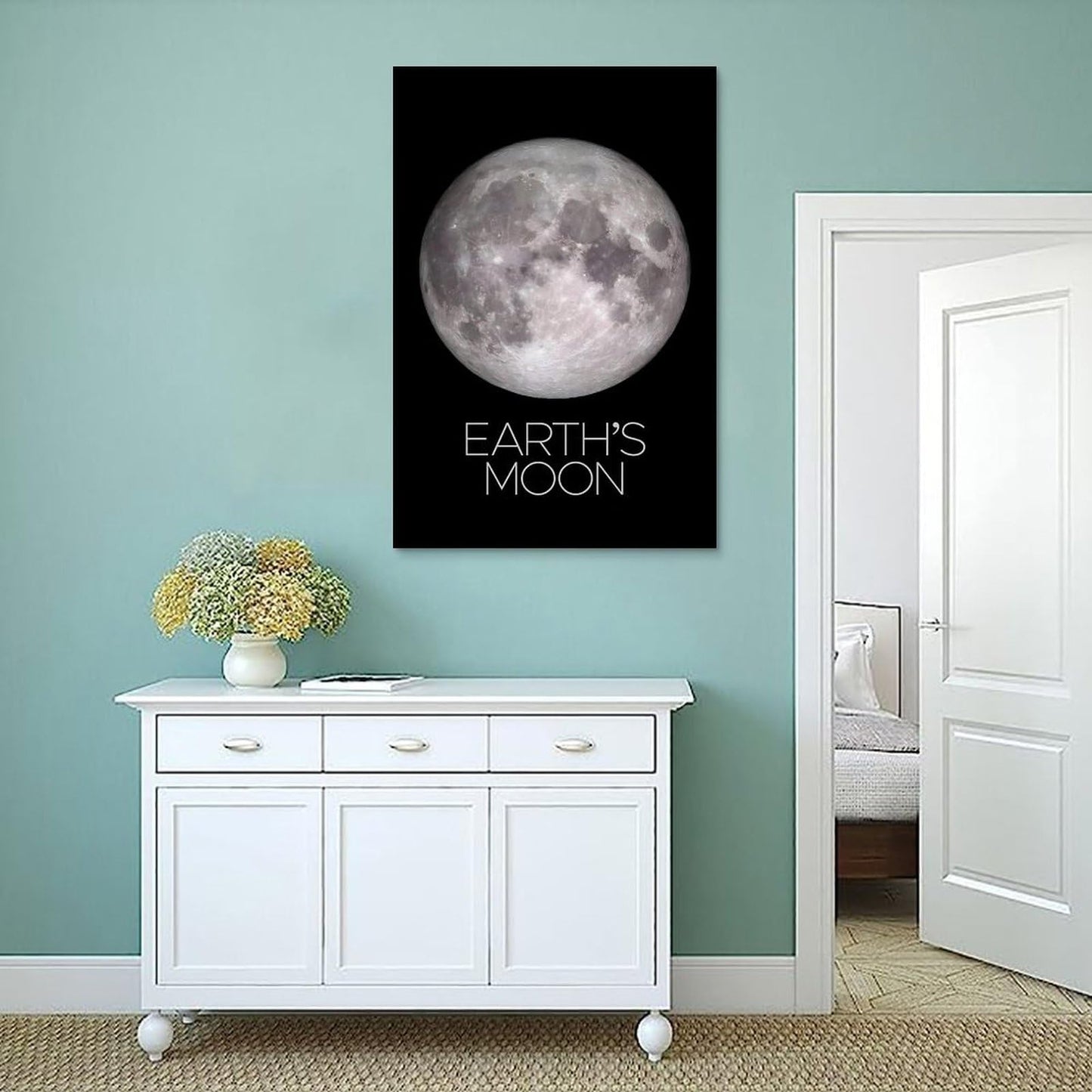XIAOLOUTINYU Solar System Canvas Wall Art - Moon Planet Space Poster for Kids Room Bedroom Classroom, STEM Educational Astronomy Decor, Science Gift for Boys Girls Teens, 16x24 Inch Unframed