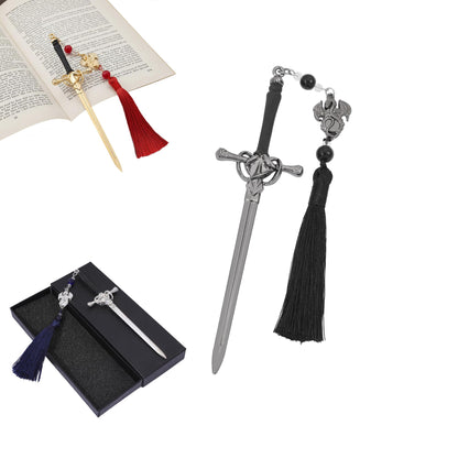 3PCS Dragon Sword Metal Bookmarks Set 2.0, Fantasy Bookmark with Tassle,Cool Bookmarks for Women and Men,Book Accessories Gifts for Book Lovers (Dragon Sword)