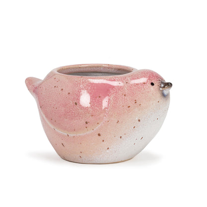 Abbott Collection Stoneware Bird Planter - Pink, Small (3" H)