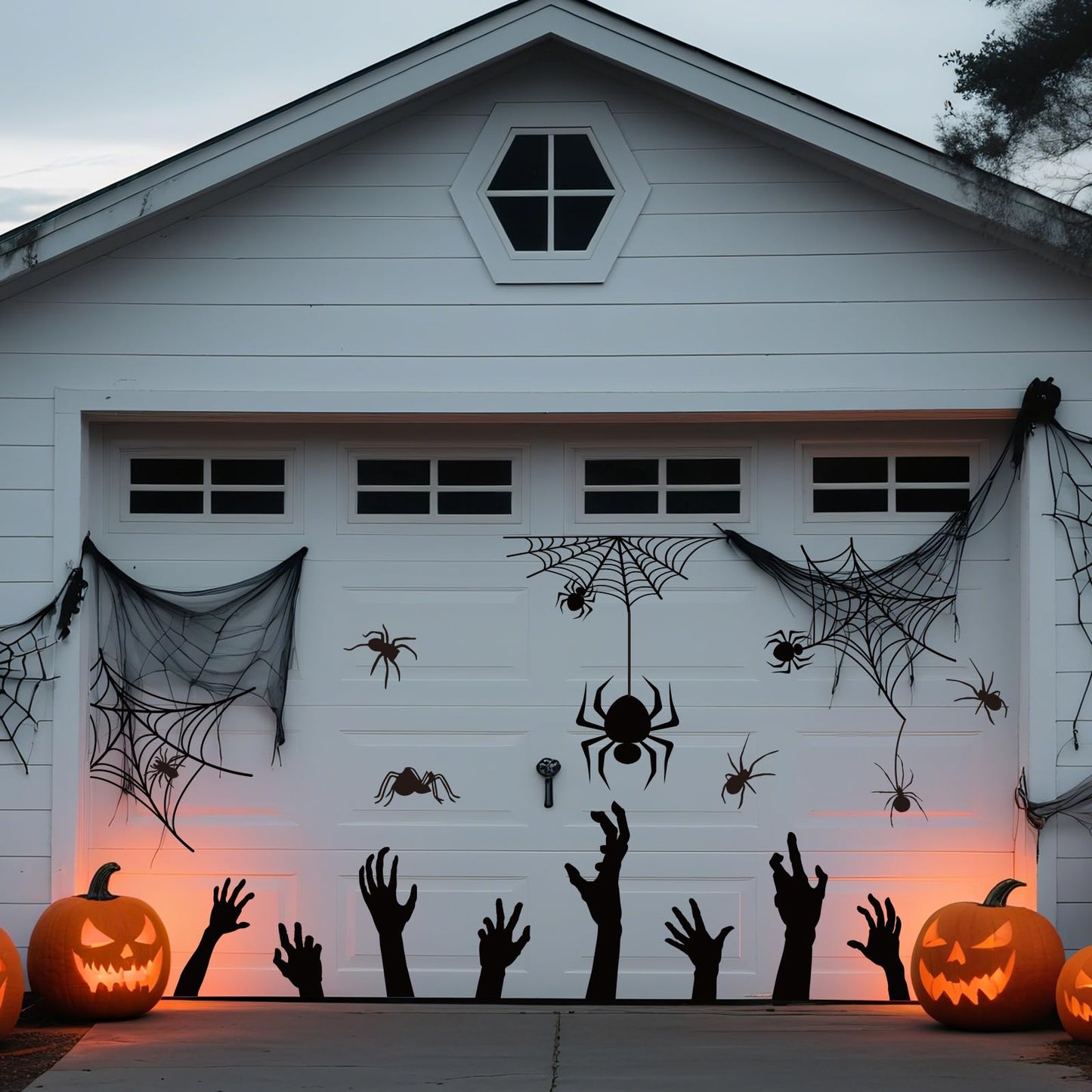 JarThenaAMCS 22 Pcs Halloween Garage Magnets Decoration Black Spider Web Hand Garage Door Decals Magnetic Refrigerator Stickers for Halloween Holiday Party Home Car