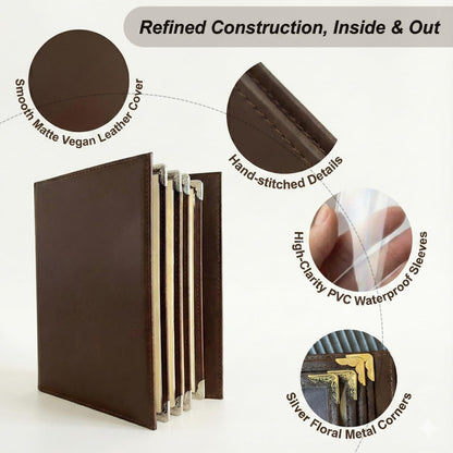Restaurant Menu Covers 8.5 x 11, 2 Pack Menu Holder – Faux Leather Menu Book with Clear PVC Sleeves, 4 Page 8 View, Waterproof & Durable Menu Book for Restaurant, Bar, Café, Hotel