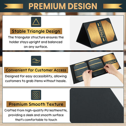 AMGSH 20 Pack 5" × 7" Table Tent Menu Covers, Leatherette PU Leather 3-Side Triangle Picture Frames with Angled Corners, Triangle Menu Holders for Restaurant Coffee Cafe Bar Drink Dessert