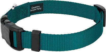 Country Brook Petz - Everyday Nylon Dog Collar and Leash - 10+ Cool Colors (3/4 Inch, Medium, Teal)