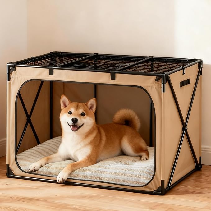 FURTIME Washable Small Dog Bed, Deluxe Dog Crate Beds Comfy Fluffy Kennel Pad Anti-Slip Pet Sleeping Mat for Puppy/Cat, Machine Washable Dogs Pillow, 23"x18"x3", White