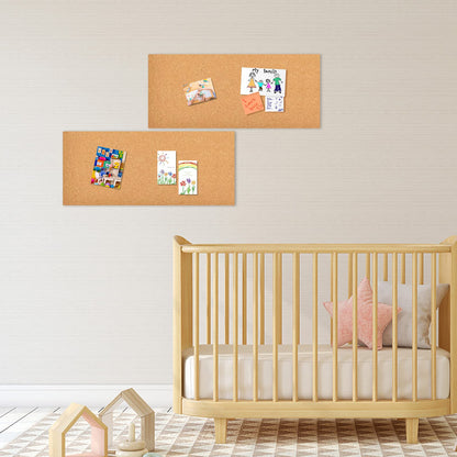 Aitakatta 17x8 Cork Board Tiles Bulletin Board, 1/2" Thick Self-Adhesive Cork Boards for Walls, Cork Tiles Vision Board for Home, Office, School, Bulletin Board Decorations(12mm,2pc)