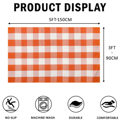 WAYYE Buffalo Plaid Outdoor Rug 3x5 Ft Orange and White Checkered Area Rug Halloween Washable Doormats Fall Indoor Outdoor Rugs for Layered Front Door Mats, Porch, Entryway, Kitchen, Farmhouse