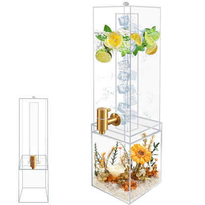 2 Gallon Large Drink Dispenser, Drink Dispenser with Acrylic Stand, Drink Dispensers for Parties with Ice Core, Beverage Dispenser with Airtight Valve for Water, Punch, Juice