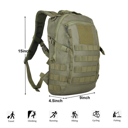 PAIWPHLI Small Tactical Backpack Military Daypack 12L Molle Bag Rucksack Army Daypack for Outdoor,Hiking,Camping,Travel (Green)
