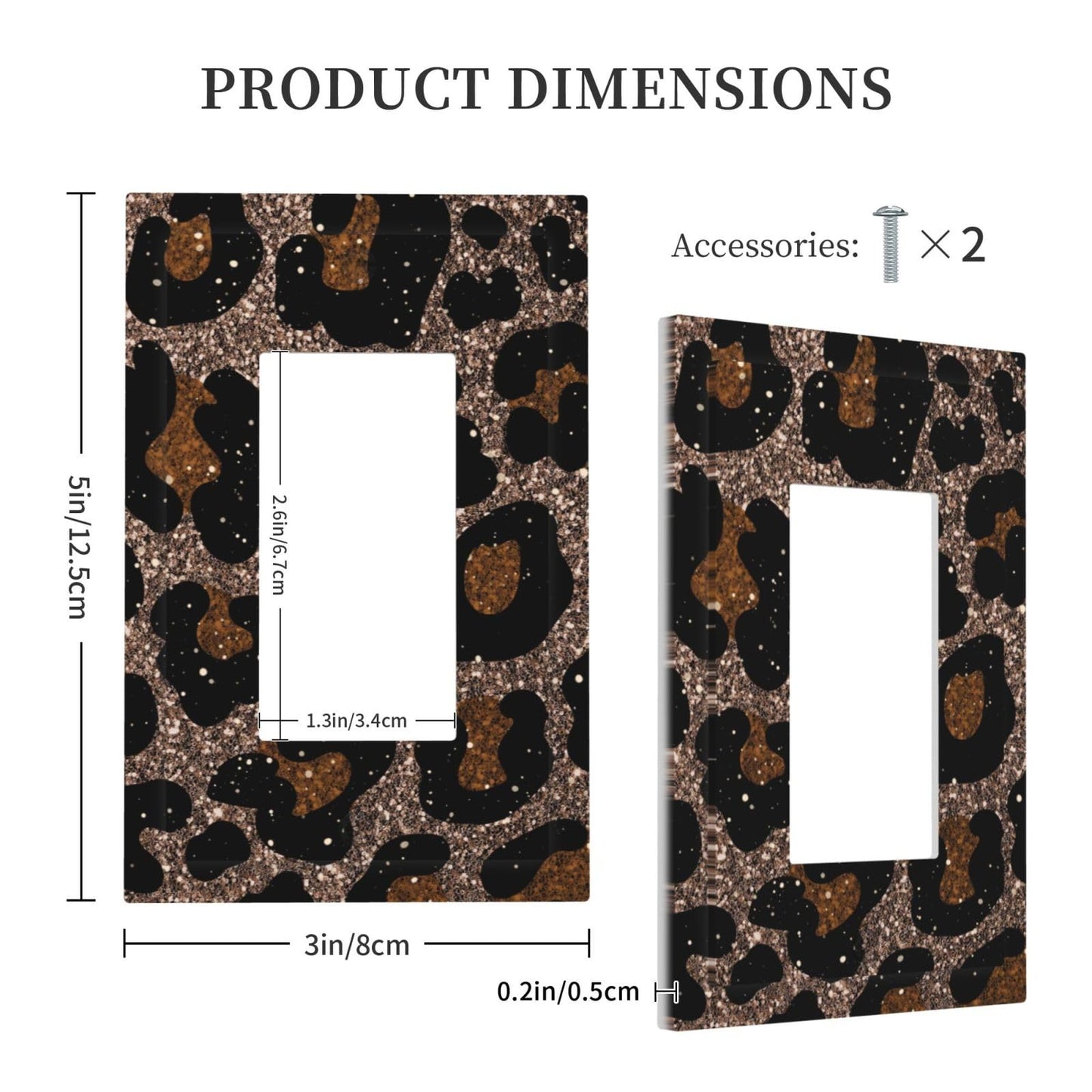 Animal Leopard Print Psychedelic Shine Decorative Outlet Covers 1 Gang Single Rocker Light Switch Cover Plate Wall Plates GFCI Faceplate for Farmhouse Bedroom Decor