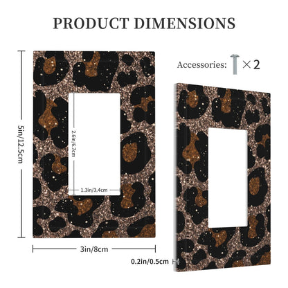 Animal Leopard Print Psychedelic Shine Decorative Outlet Covers 1 Gang Single Rocker Light Switch Cover Plate Wall Plates GFCI Faceplate for Farmhouse Bedroom Decor