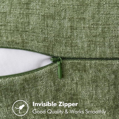 MIULEE Pack of 2 Euro Sham Pillow Covers 24x24 Inch Sage Green Farmhouse Decorative Throw Pillow Covers with Stitched Edge Soft Chenille Solid Dyed Summer Pillow Covers for Bed Sofa Couch Living Room