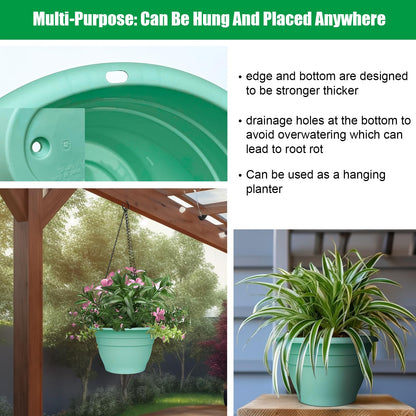 RooTrimmer 5 Pack 10 Inch Plant Pots for Indoor Outdoor,Plastic Floor Planters with Drainage Holes,Lightweight Flower Pots for Home,Patio & Garden(Blue)