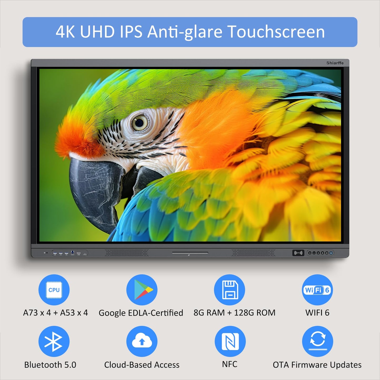 Shiarffe X5 Smart Board 55 Inch 4K Interactive Whiteboard