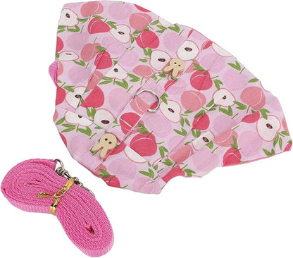 Rabbits Harness Leash Cute Breathable Pet Chest Traction Rope Set for Guinea Pigs Hedgehogs Soft Cotton Cloth Nylon Webbing Stylish Outfit (M)