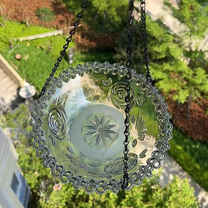 Hanging Bird Bath and Feeder - Outdoor Bowl, Garden Plate, Tray for Patio, Backyard Decor - Gift for Bird Lovers (Gray)