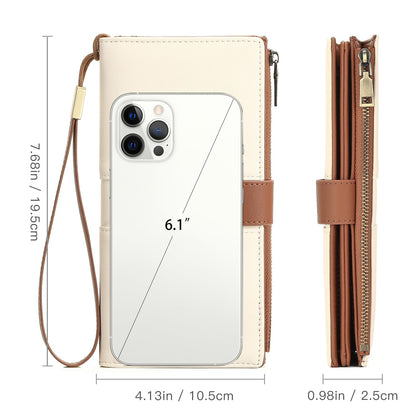 GAEKEAO Wallets for Women Leather RFID Blocking Large Capacity Card Case Ladies Wristlet Clutch Wallets Zipper Pocket with 4 ID Windows 21 Card Slots