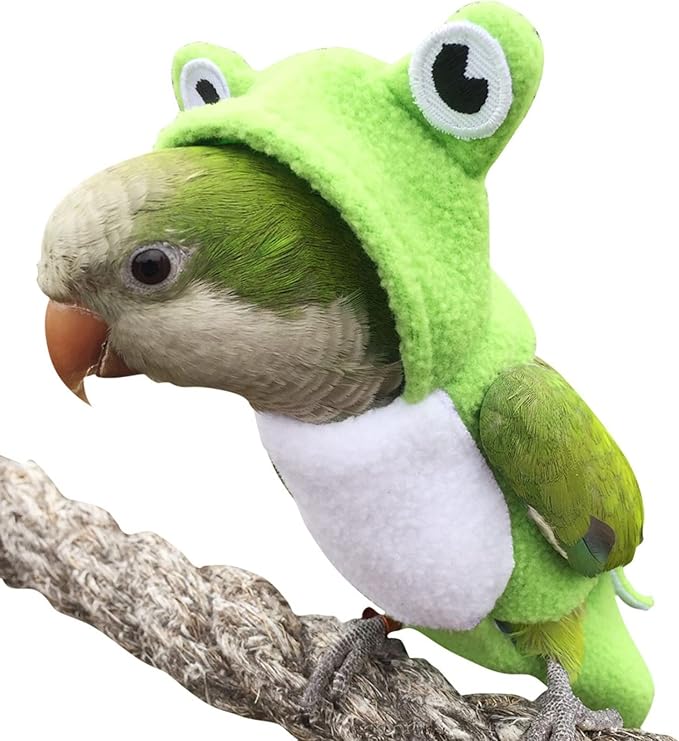 Bird Costume Bird Diaper Flight Suit Frog Shape Hoodie Bird Clothes Cosplay Photo Prop for Parrots Parakeet Cockatiel Sun Conure, Bird Hoodie Small Animals Apparel (Pink with Diaper, Small)