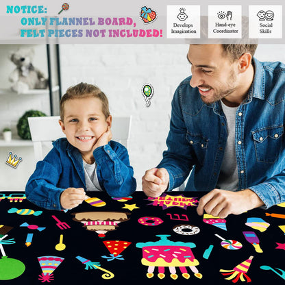 Craftstory 3.5 Feet Flannel-Board for Toddlers Preschool as Kids Felt Stories Activities Play Kits Wall-Hanging Birthday Gifts (Black)
