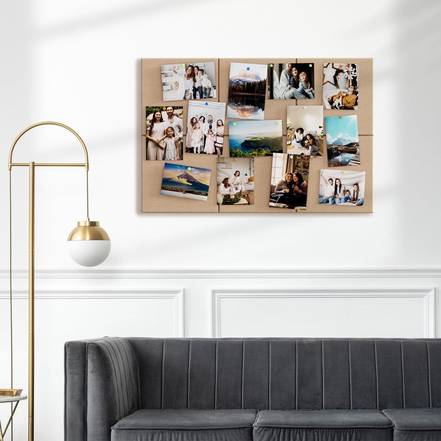 MaxGear Large Cork Board for Wall 36" x 24", Tan Bulletin Board, 6 Pack Felt Wall Tiles with Pushpins, Cork Boards for Office Pin Board Tack Board Cork Boards