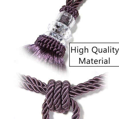 BEL AVENIR 2 Pack Curtain Tiebacks Hand-Woven Crystal Holdbacks Home Decorative Tassels Tiebacks (Purple, 2 Pack)