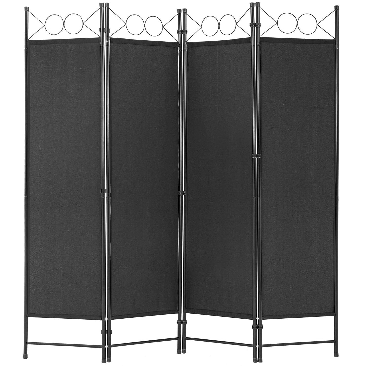 4 Panel Room Divider 6.8FT Steel Frame Screen Folding Privacy Divider Freestanding Partition for Home Office Bedroom, Black