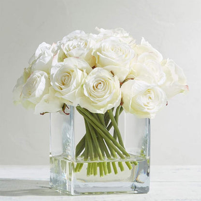 WGV Rectangle Block Vase, Length 6", Width 4", Height 6", Clear Floral Bouquet Glass Container, Fish Tank, Planter Terrarium for Wedding Party Event, Home Office Decor, 1 Piece