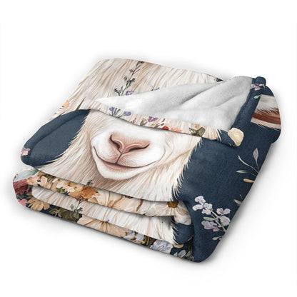 Mecowcm Cute Goat Blanket Farmhouse Sheep Goat Fleece Throw Blankets Fuzzy Plush Super Soft Cozy Warm Goats Decor Blanket Gifts for Boys Girls Kids Adult Men Women 40"x50"
