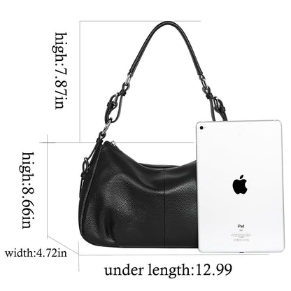HESHE Leather Purses and Handbags Hobo Shoulder Bags Tote Bag Crossbody Purse Ladies Designer Satchel Bags(Black)