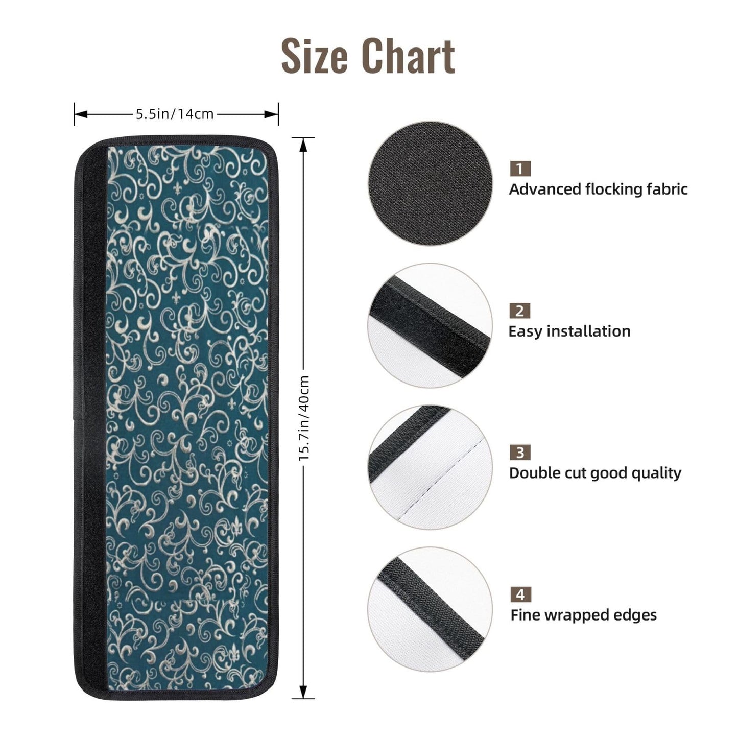 Non Slip Refrigerator Handle Covers 2pcs ,Neoprene Refrigerator Door Handle Covers For Fridge, Oven, Dishwasher & Microwave, Decorative Kitchen Appliance Handle Covers,Baroque Scrollwork Peacock Blue