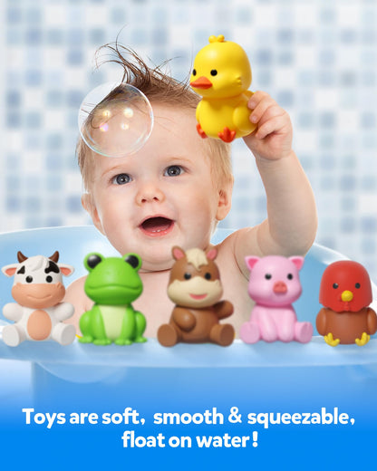 Coogam 10Pcs Farm Animal Matching Toys, Fine Motor Sorting Games for Kids Age 1-3, Montessori Learning Sensory Fidget Toy Gift for Baby Shower Bath Birthday