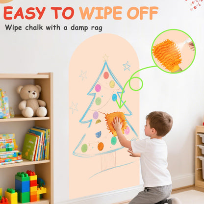 OMKSIH Arch Magnetic Wall Decal 39.3x17.5 Inch Milk Tea Magnetic Chalk Board Sticker Magnet Chalkboard for Wall Peel and Stick Self Adhesive Blackboard Multifunctional for Playroom Home