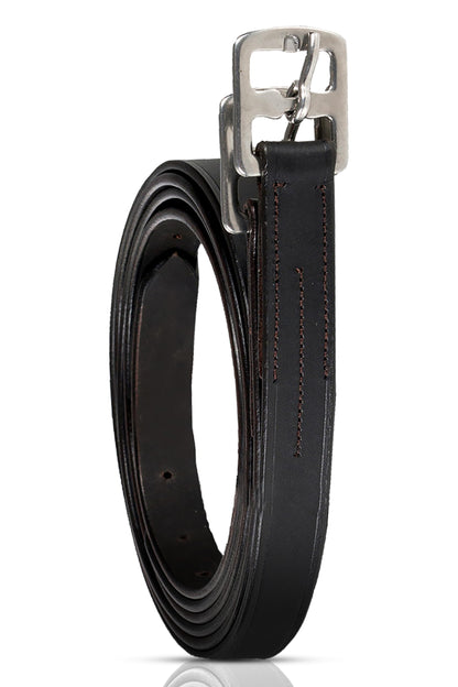 HORZE Genuine Leather English Riding Stirrup Leathers Pair | Adult Sizes - Dark Brown - 49 in