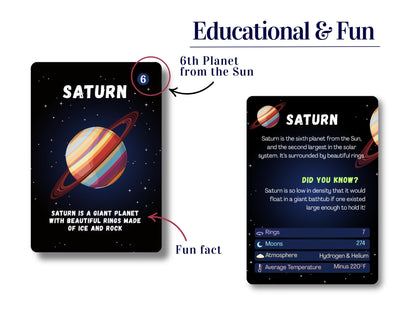 Solar System Flash Cards Educational Teaching Science Children Kids, Planets Solar System Cards, Fun Facts