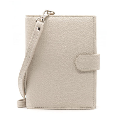 Long Keeper Passport Holder for Women Men PU Leather Anti-theft Wallet with Card Holder Slim Travel Neck Pouch with Lanyard (Beige)