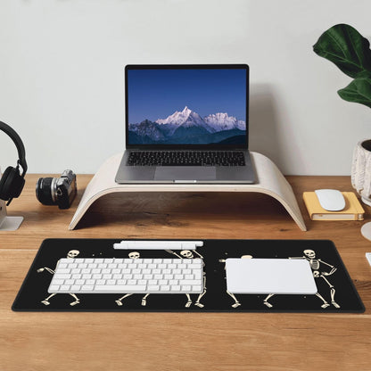 Dancing Skeleton Large Gaming Mouse Pad, Black Halloween Themed Extended Desk Mat with Non-Slip Base for Office & Home Decor 31.5 X 11.8 Inch