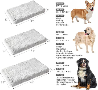 XL Orthopedic Dog Bed for Large Dogs, Dual-Layer Memory & Egg-Crate Foam, Washable Warm Winter Plush Cover, Waterproof Liner, Non-Slip Bottom, Crate/Kennel Pad, 44 x 32 Inch, Gray