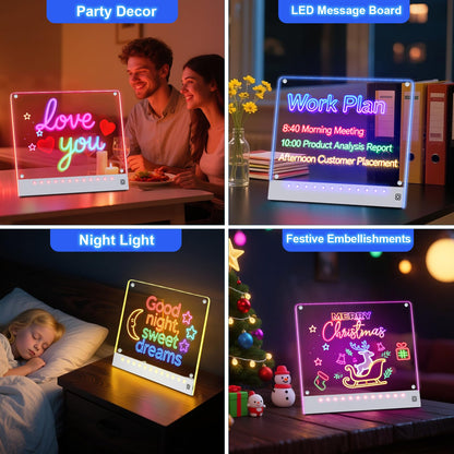 Rechargeable LED Drawing Board for Kids with Tracing Pages, Lumi Board Magnetic Light Up Acrylic Dry Erase Board, LED Note Board with 4 Magnets, Birthday Gifts Toy for Kids/Girls