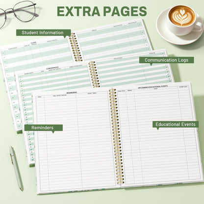 SUNEE Teacher Class Record Book for 9-10 weeks, 36 Names, 8.5x11 Inch, 104 Pages (52 Sheets), 100gsm Thick Paper, Larger Grade Recording up to 36 Students with Water-Resistant Plastic Cover,Full Leaf