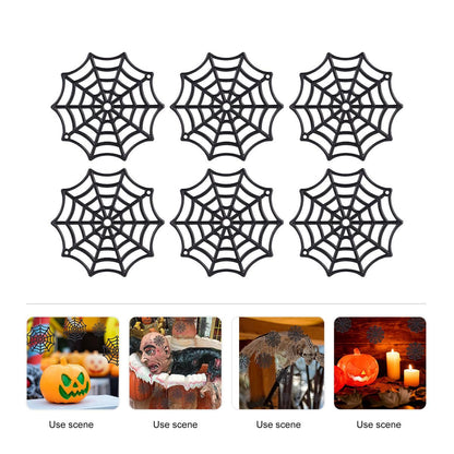 DECHOUS 50Pcs Plastic Spider Webs: Black Small Spider Webs Plastic Halloween Ornaments 1.9 Inch Cobwebs Decor for Indoor Outdoor Halloween Hanging