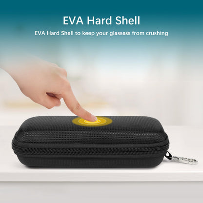 Tangoner Double Eyeglasses Case Hard Shell Dual Sunglasses Organizer with Zipper Closure Travel Eyewear Storage for Vehicle holds 2 Pairs of Glasses, Black