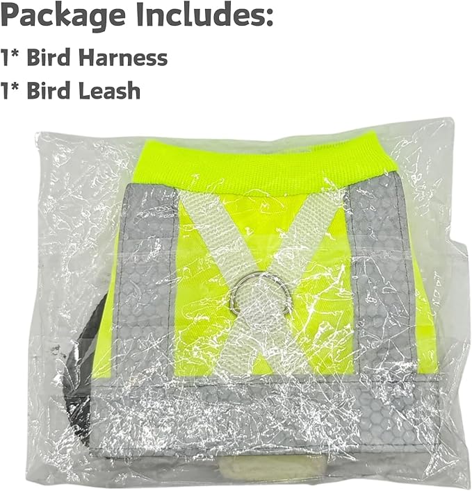 Bird Harness and Leash - Adjustable Parrot Training Flight Harness Vest with Reflective Strip Nylon Training Rope for Medium Large Bird Parrot Cockatiel Monk Parakeet Sun Conure (M)