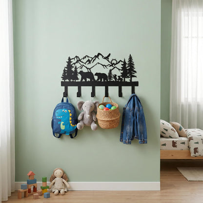 SIFZYJGN Metal Bear Coat Rack Wall Mount Cabin Coat Hanger Coat Hooks & Hat Hanger for Wall, Rustic Cabin Decor Wildlife Bear Hooks for Backpacks, Bags & Towels, Entryway Organizer