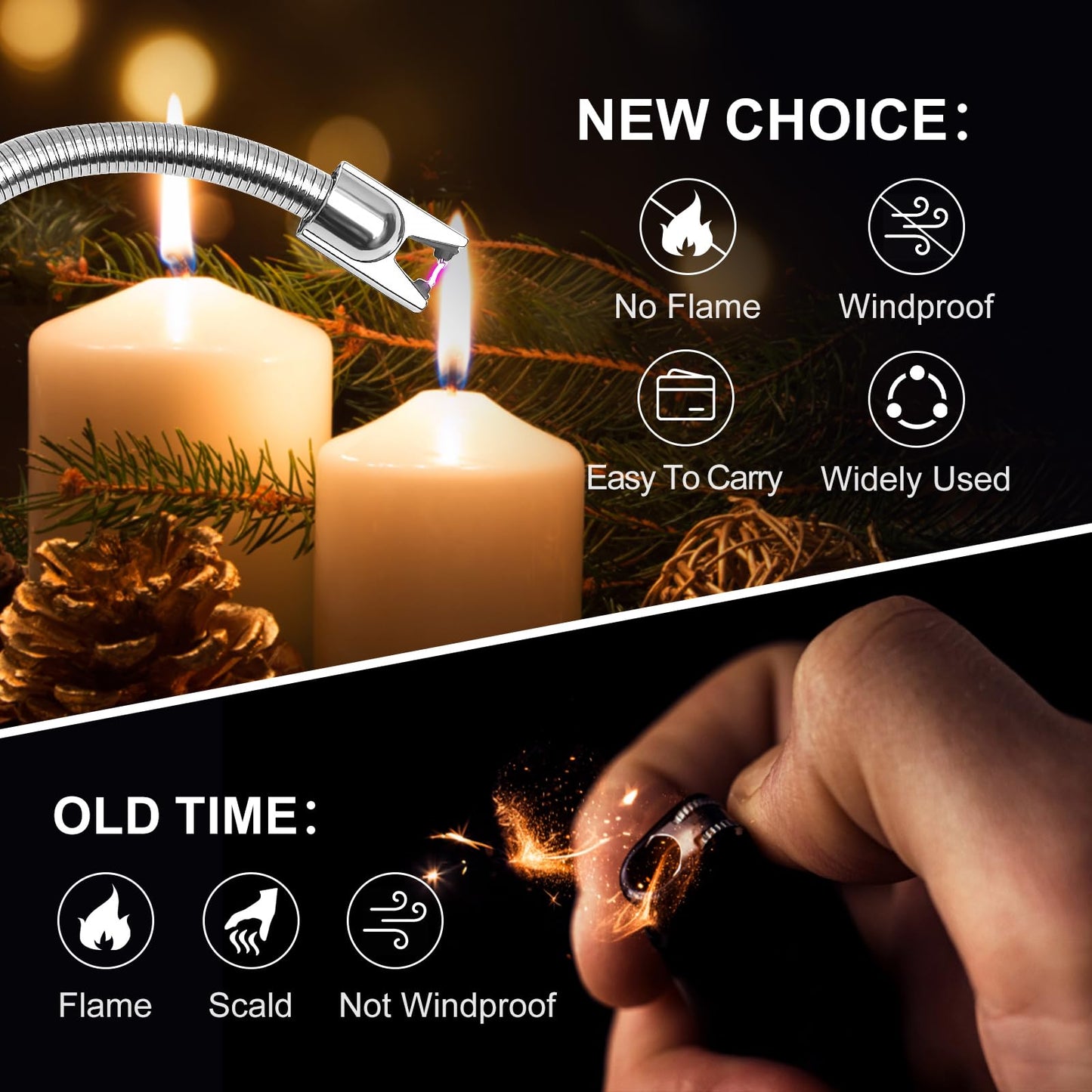 KTEBO® 2 Pack Plasma Arc Electric Lighters Rechargeable - USB Long Reach for Scented Candles, BBQ Grill &Camping - Windproof Design Lighters-Black and Rose Gold