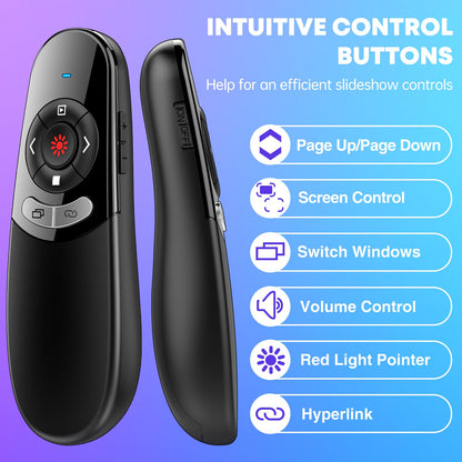 2 in 1 Type C USB Presentation Clicker Red Light, Wireless Presenter Remote PPT Clicker for Computer Presentations, Slide Advancer for Mac Laptop